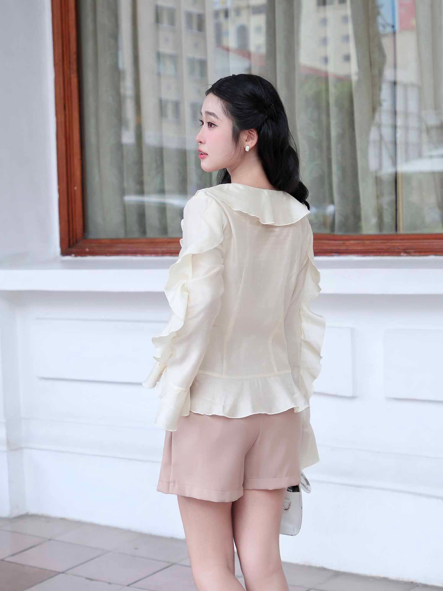  Áo kiểu phối bèo 