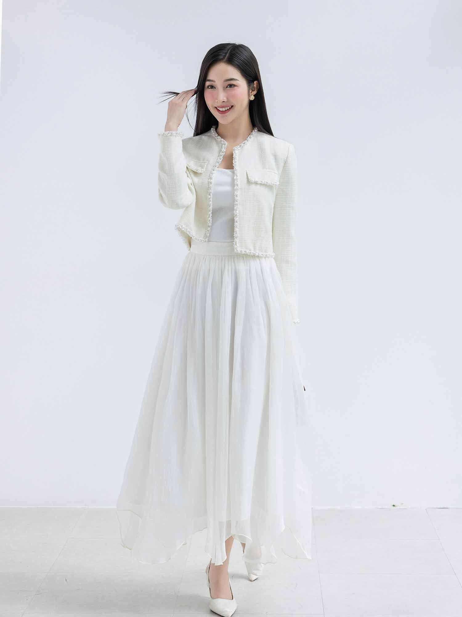  Áo khoác dạ Tweed phối viền 