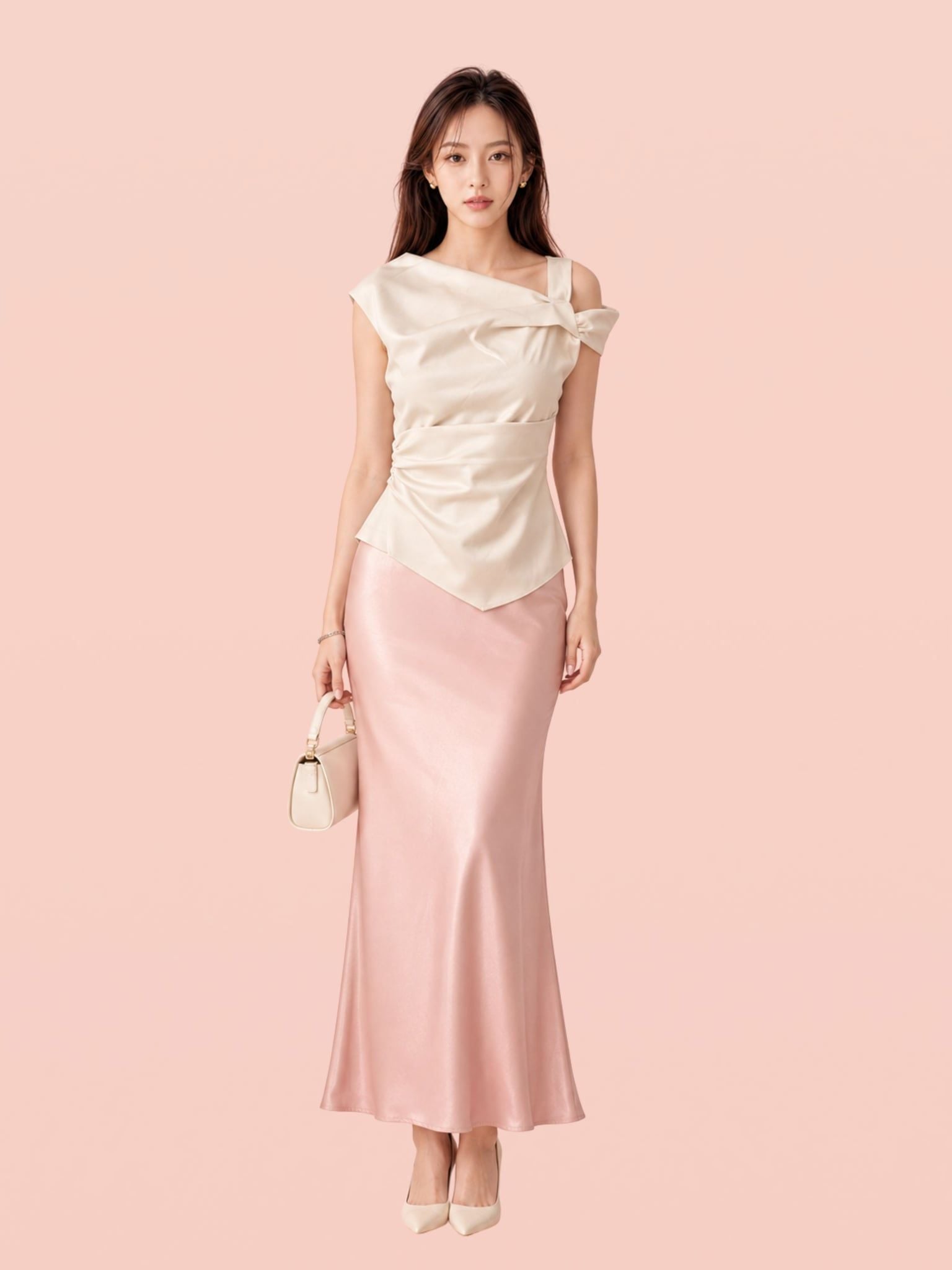  Áo draping xếp ly vai và eo 