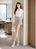  Chân váy skort mini vạt chéo xoắn eo 