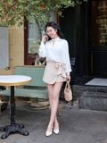  Chân váy skort mini đắp chéo phối nơ 