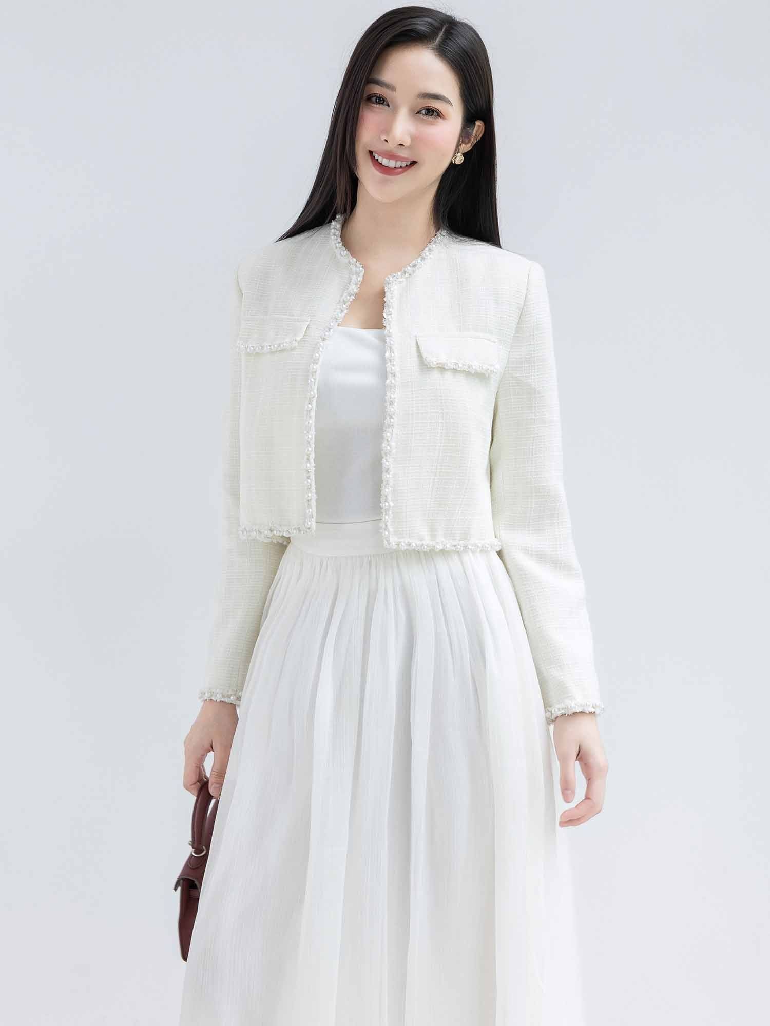  Áo khoác dạ Tweed phối viền 