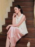  Áo kiểu voan cổ phối nơ 