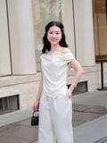  Áo lệch vai cổ đổ phối ren 