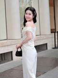  Áo lệch vai cổ đổ phối ren 