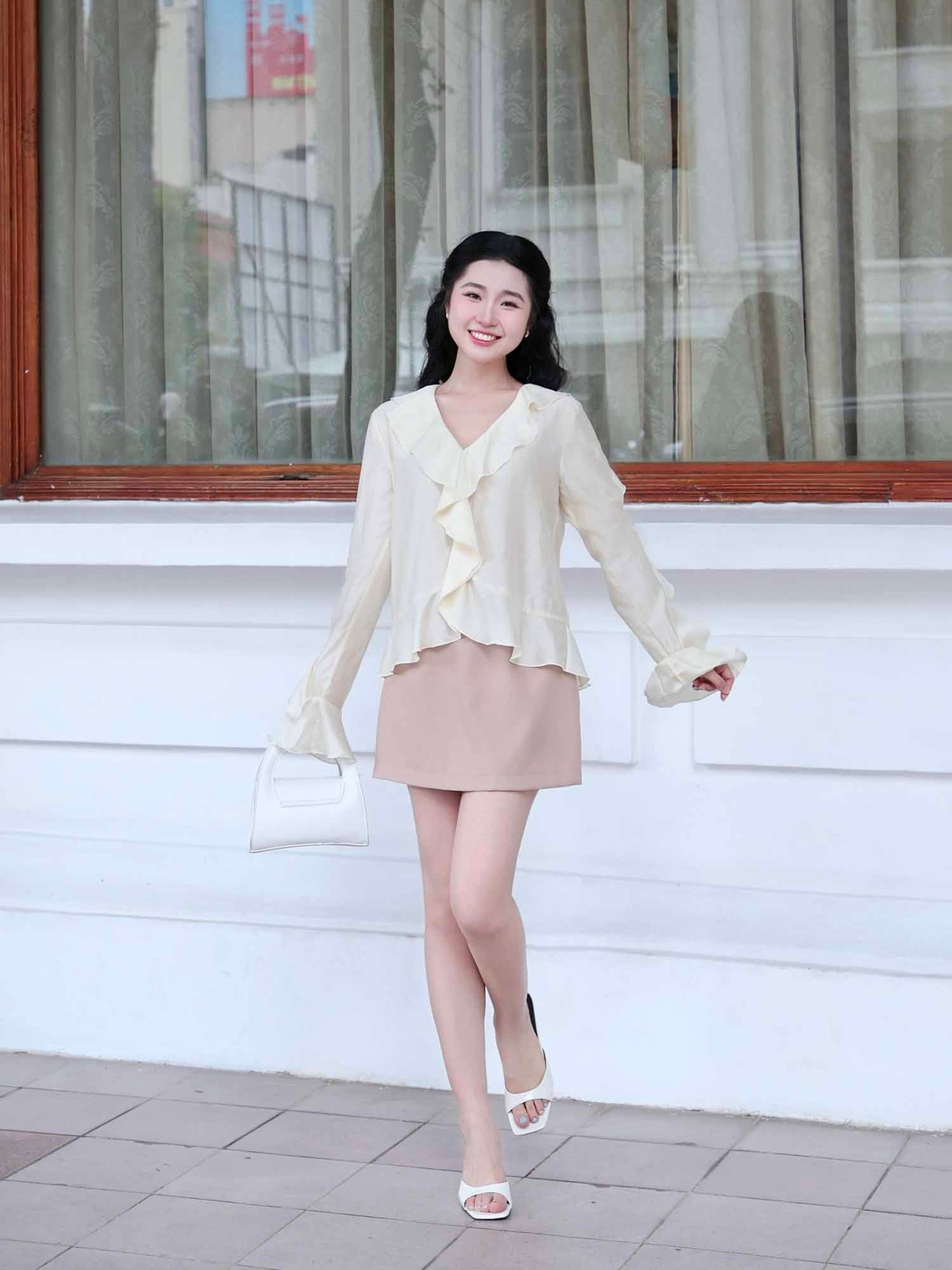  Áo kiểu phối bèo 