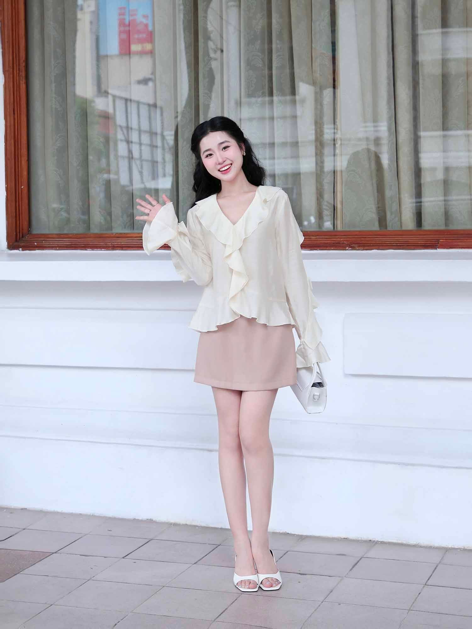  Áo kiểu phối bèo 