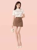  Áo lụa tay ngắn cổ lọ có dây nơ sau lưng 