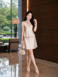  Chân váy lụa ánh dáng lửng cạp cao 