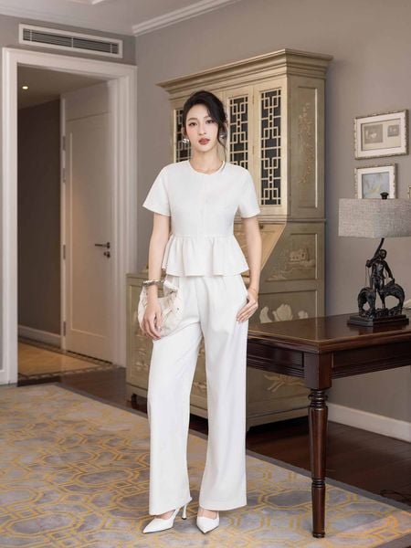  Quần tây dài ống suông xếp ly 