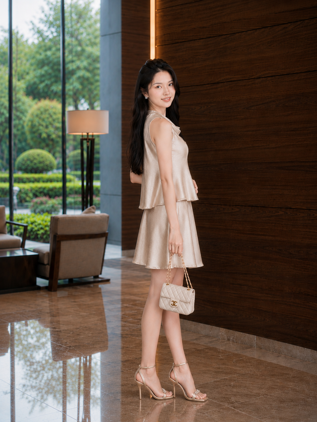  Áo kiểu lụa ánh cổ đổ 