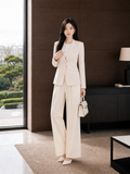  Áo blazer tay dài không cổ vạt cong 