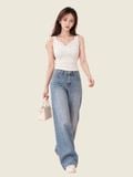  Áo tanktop phối viền ren và nơ 