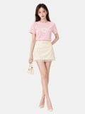  Chân váy A mini lai phối ren 