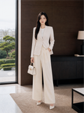  Áo blazer tay dài không cổ vạt cong 