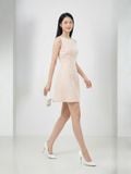  Đầm ngắn linen sát nách cổ ngang 