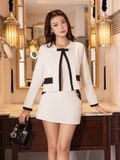  Áo blazer dáng crop phối màu 