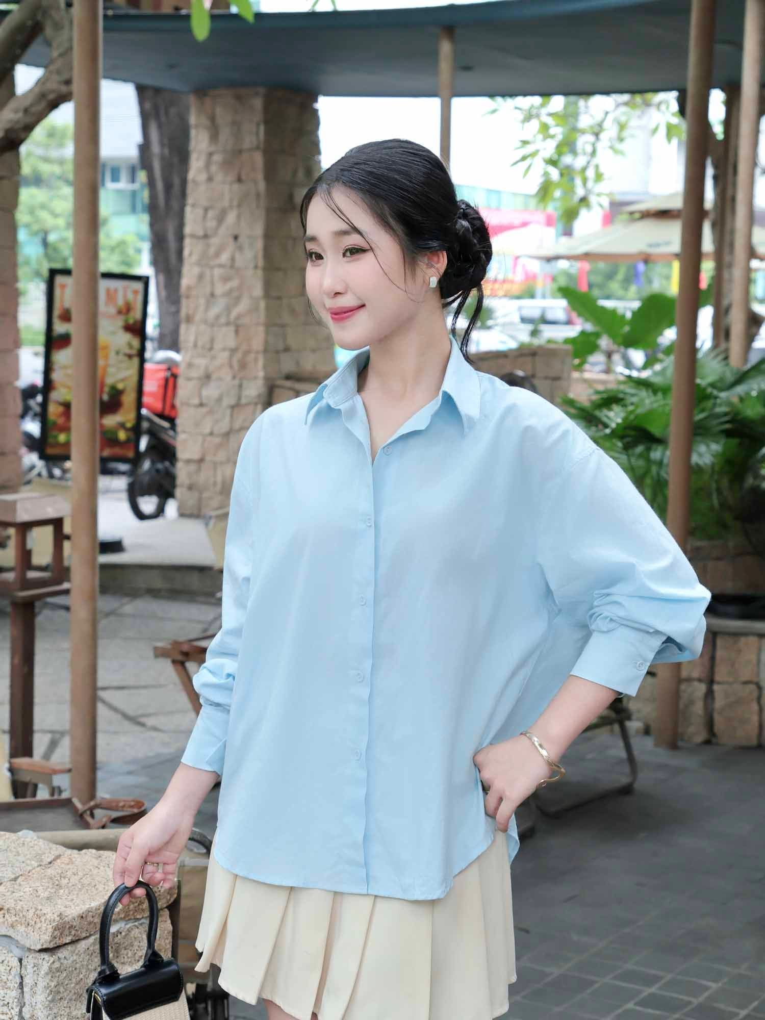  Áo sơ mi cơ bản form rộng 