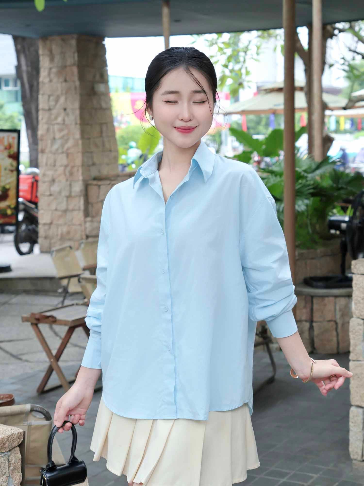  Áo sơ mi cơ bản form rộng 