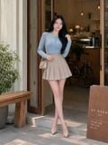  Áo thun tay dài cổ tròn gài nút 