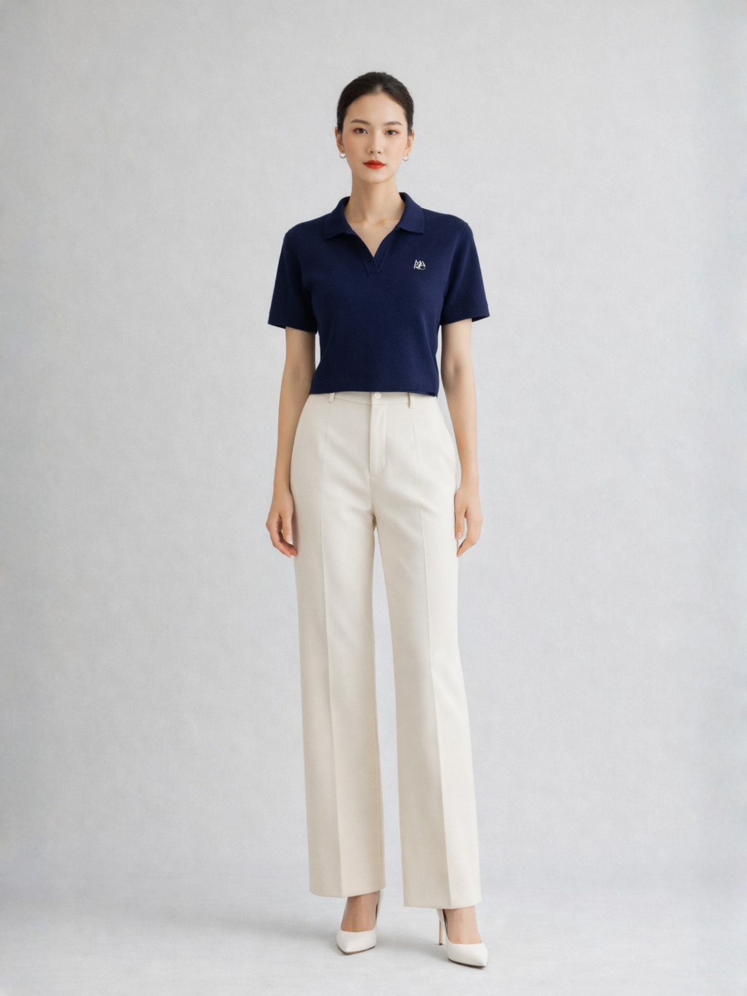 Áo cổ V dệt kim