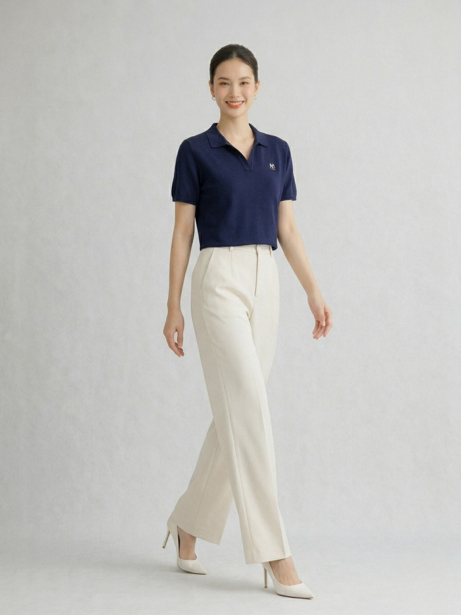 Áo cổ V dệt kim