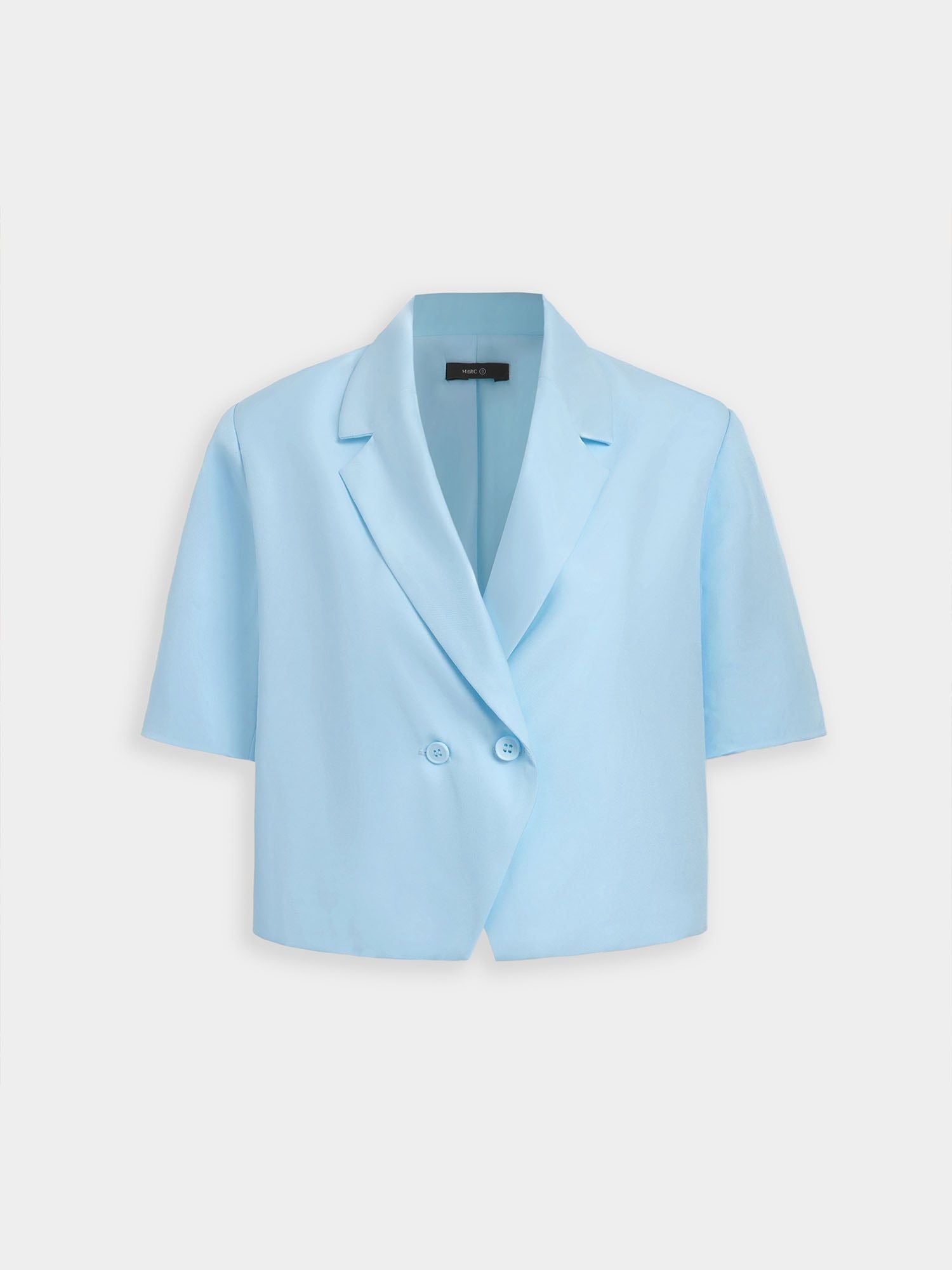  Áo blazer dáng crop tay ngắn cài nút 