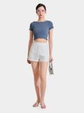  Áo thun gân croptop tay ngắn cuốn biên 
