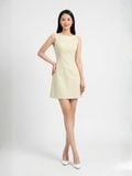  Đầm ngắn linen sát nách cổ ngang 