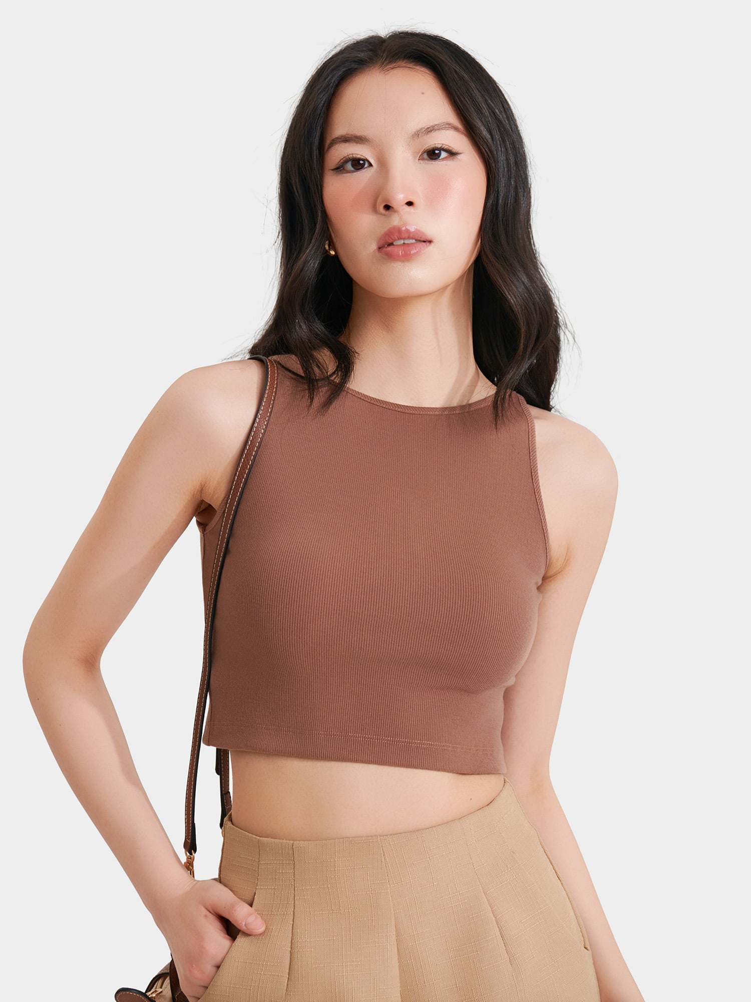 Áo thun crop 3 lỗ cổ thuyền