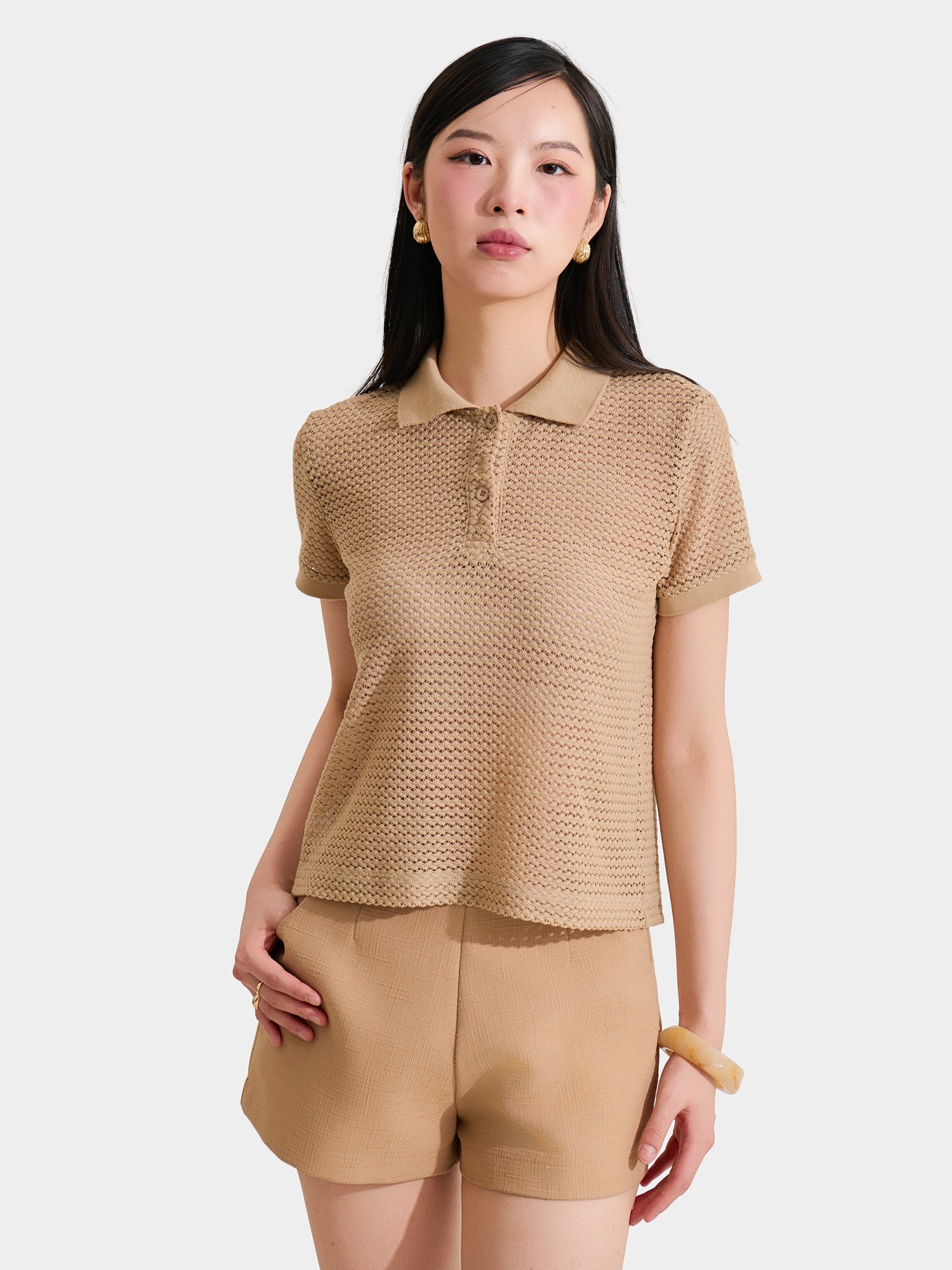 Áo thun polo dệt kim form cơ bản