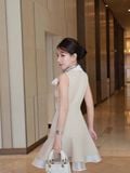  Đầm mini hai tầng phối nơ cổ Organza 