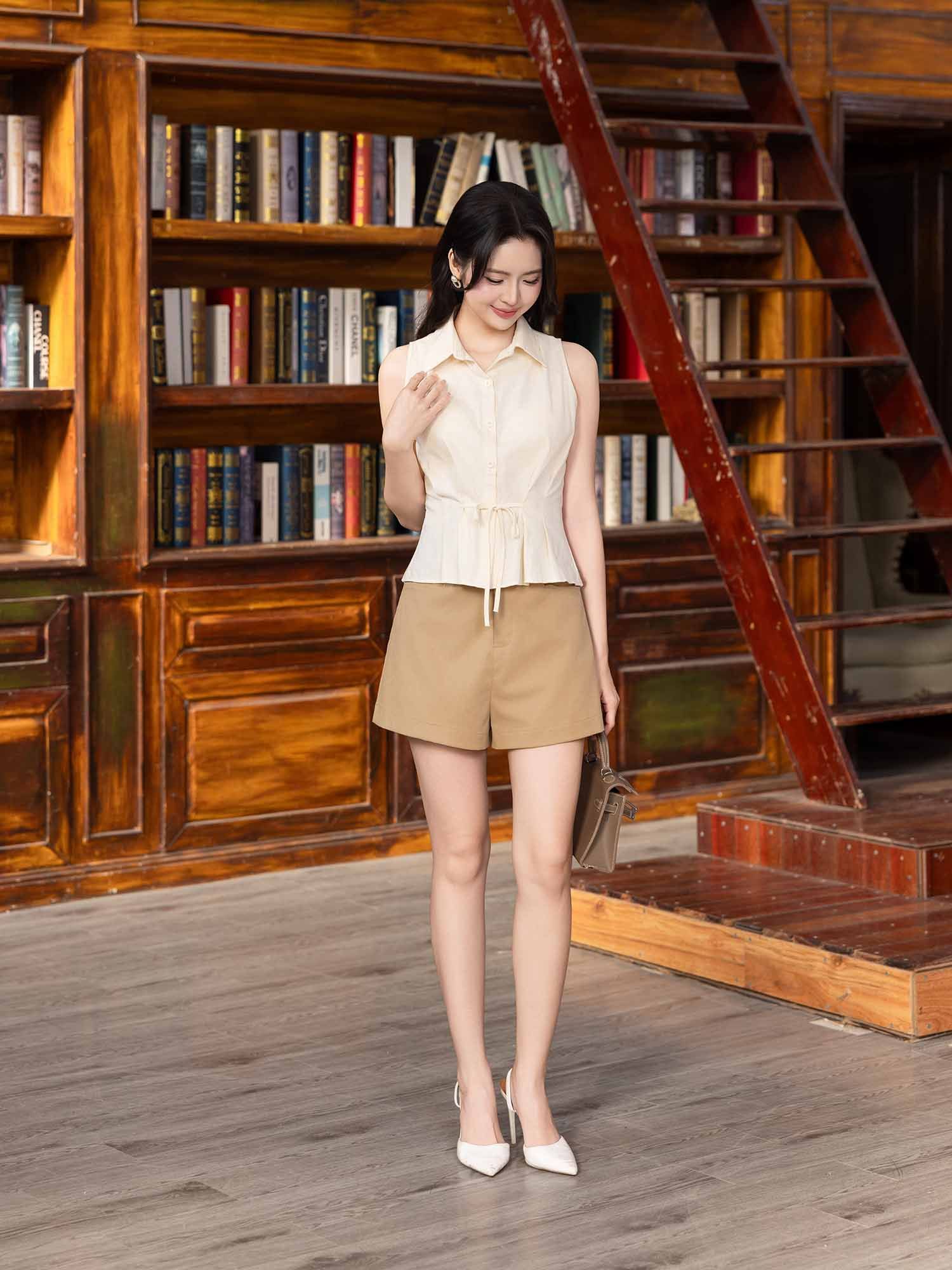  Quần shorts công sở lưng cao 