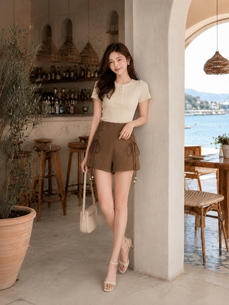  Quần ngắn form A thắt dây xỏ hạt 