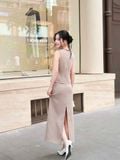  Áo gile bố sọc vạt chéo 