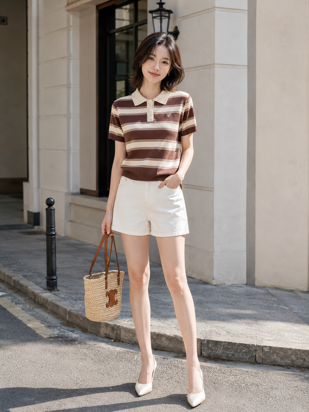  Áo polo sọc dệt kim 