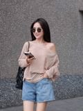  Áo lưới oversize cổ thuyền 
