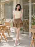  Chân váy mini hai tầng phối dây lưng nơ 