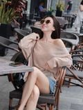  Áo lưới oversize cổ thuyền 