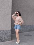  Áo lưới oversize cổ thuyền 