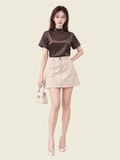  Áo lụa tay ngắn cổ lọ có dây nơ sau lưng 