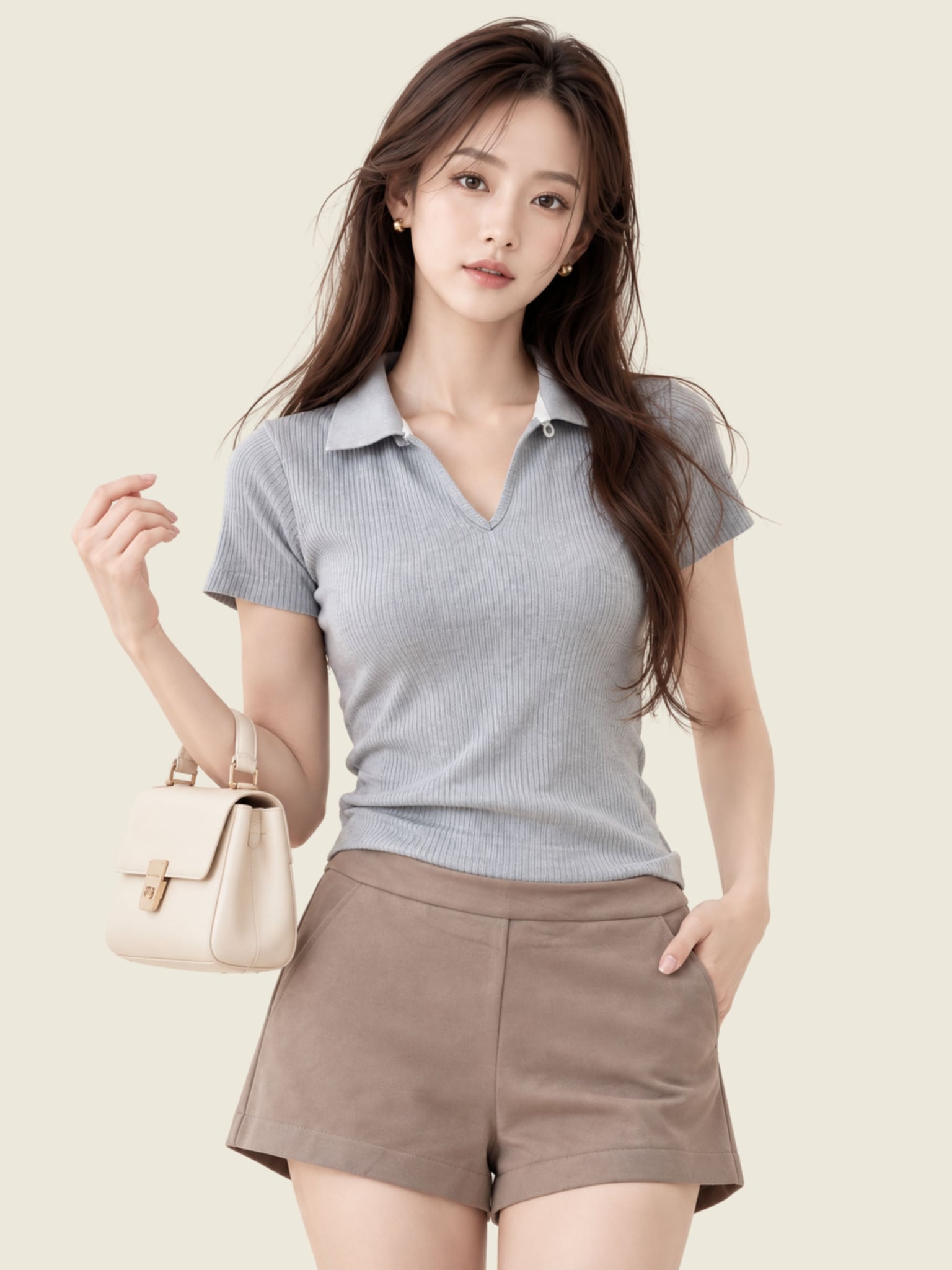 Quần short denim lưng rời