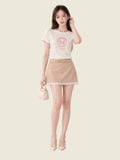  Chân váy A mini lai phối ren 