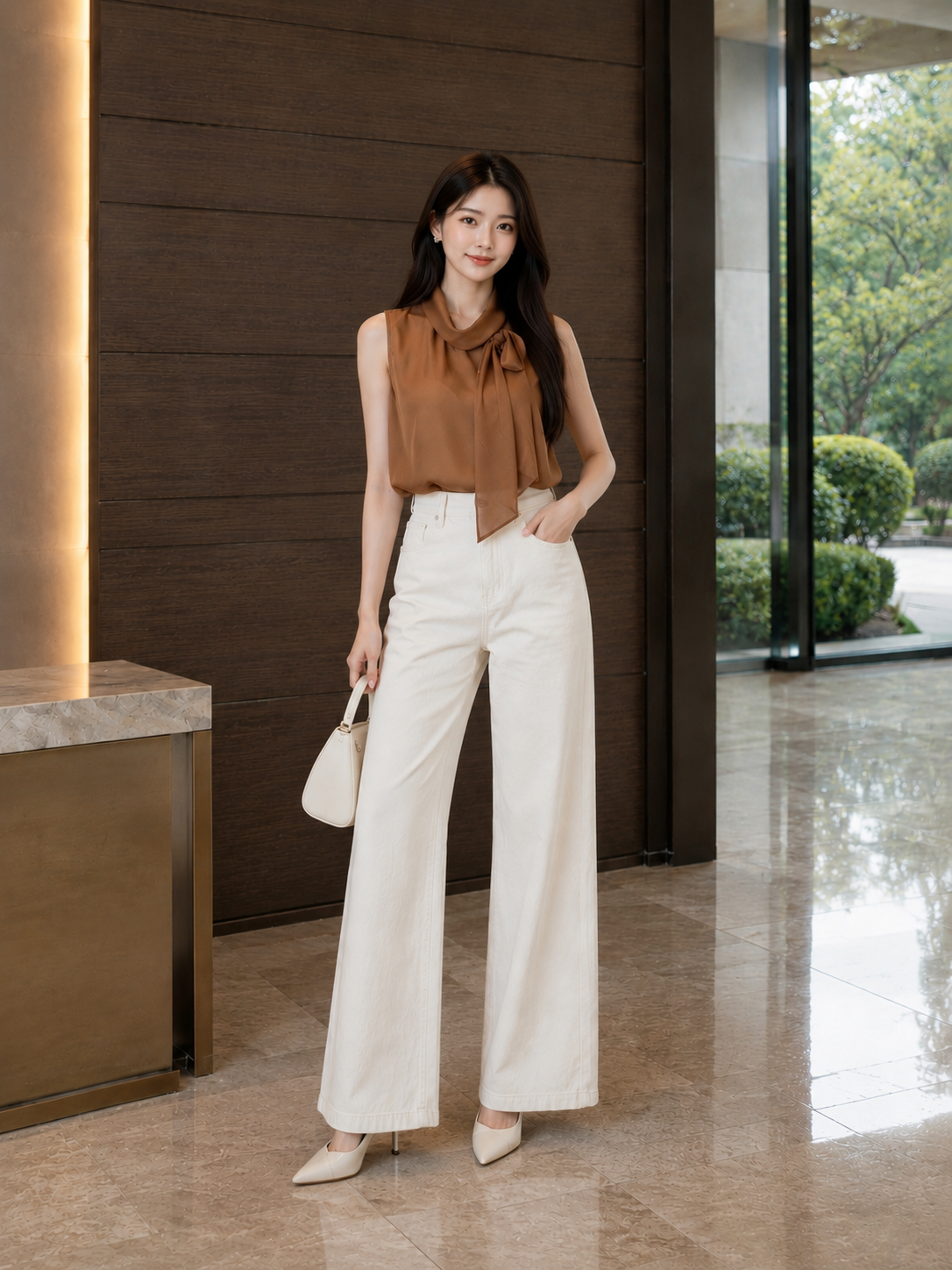 Áo kiểu voan cổ phối nơ