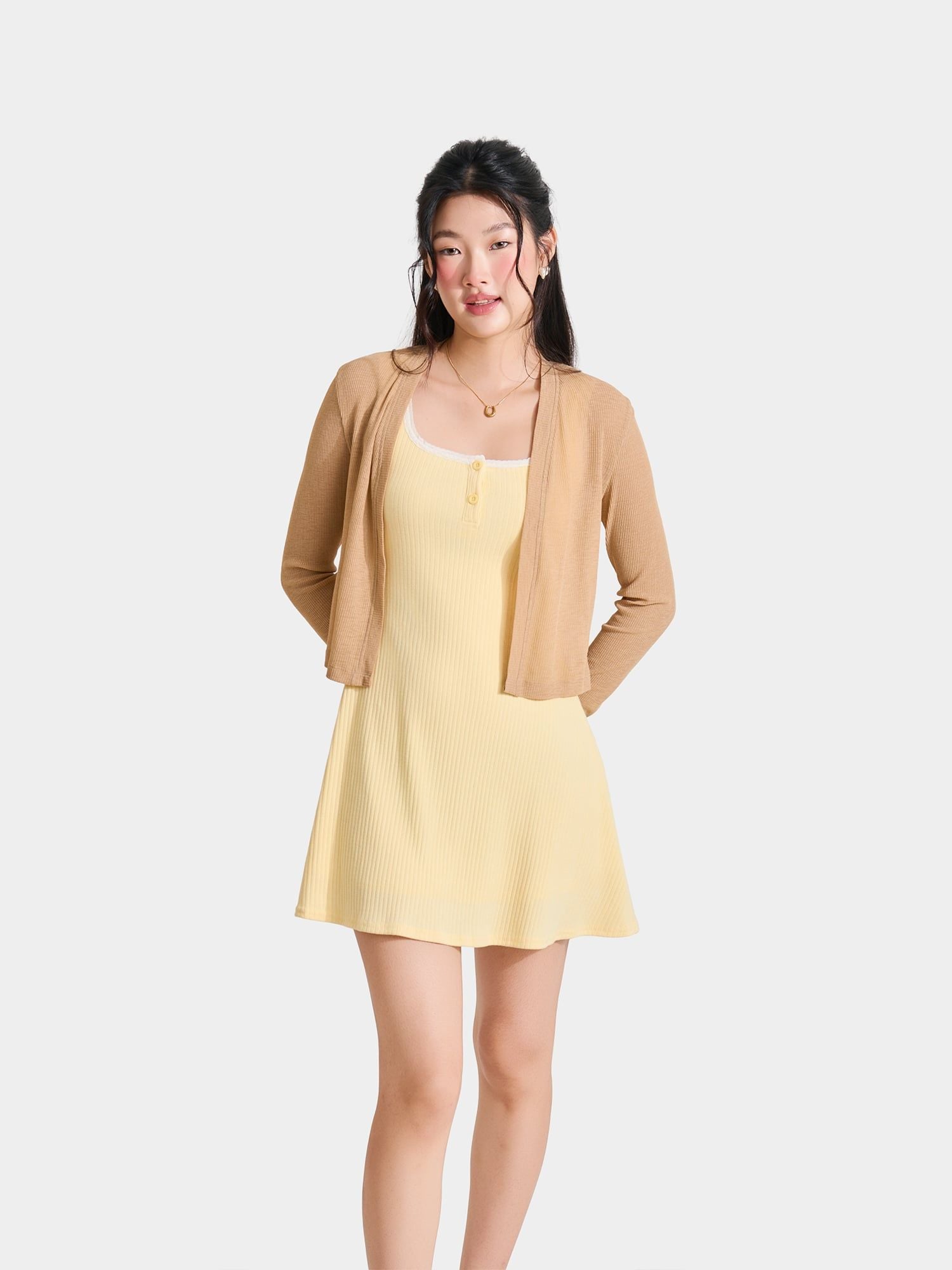  Áo cardigan cổ V tay dài 