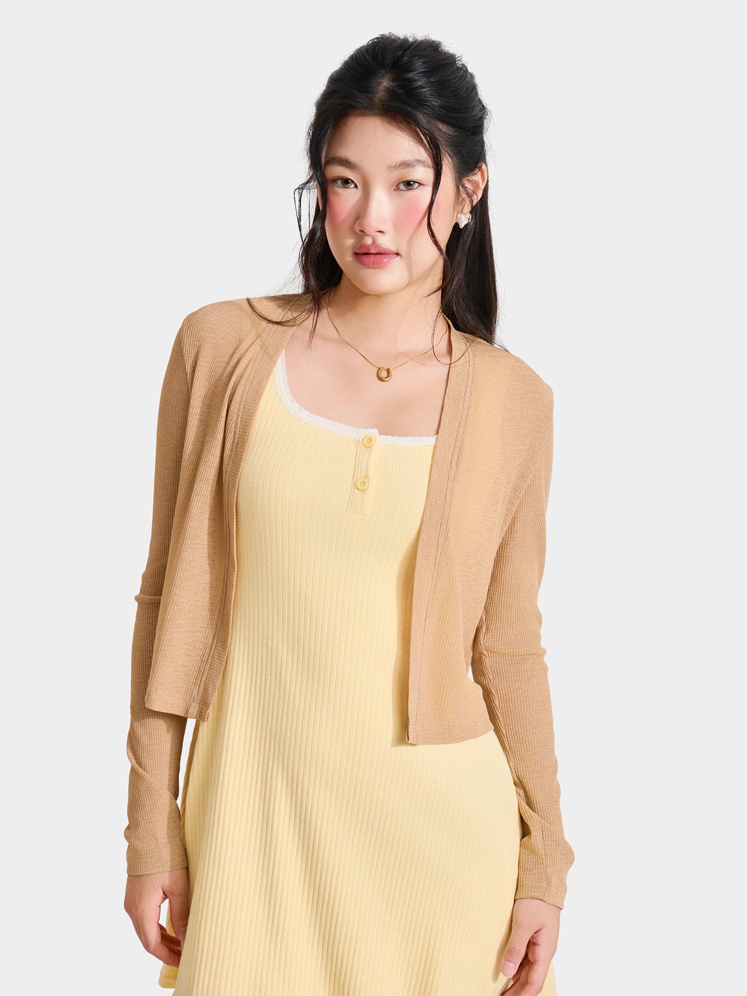 Áo cardigan cổ V tay dài