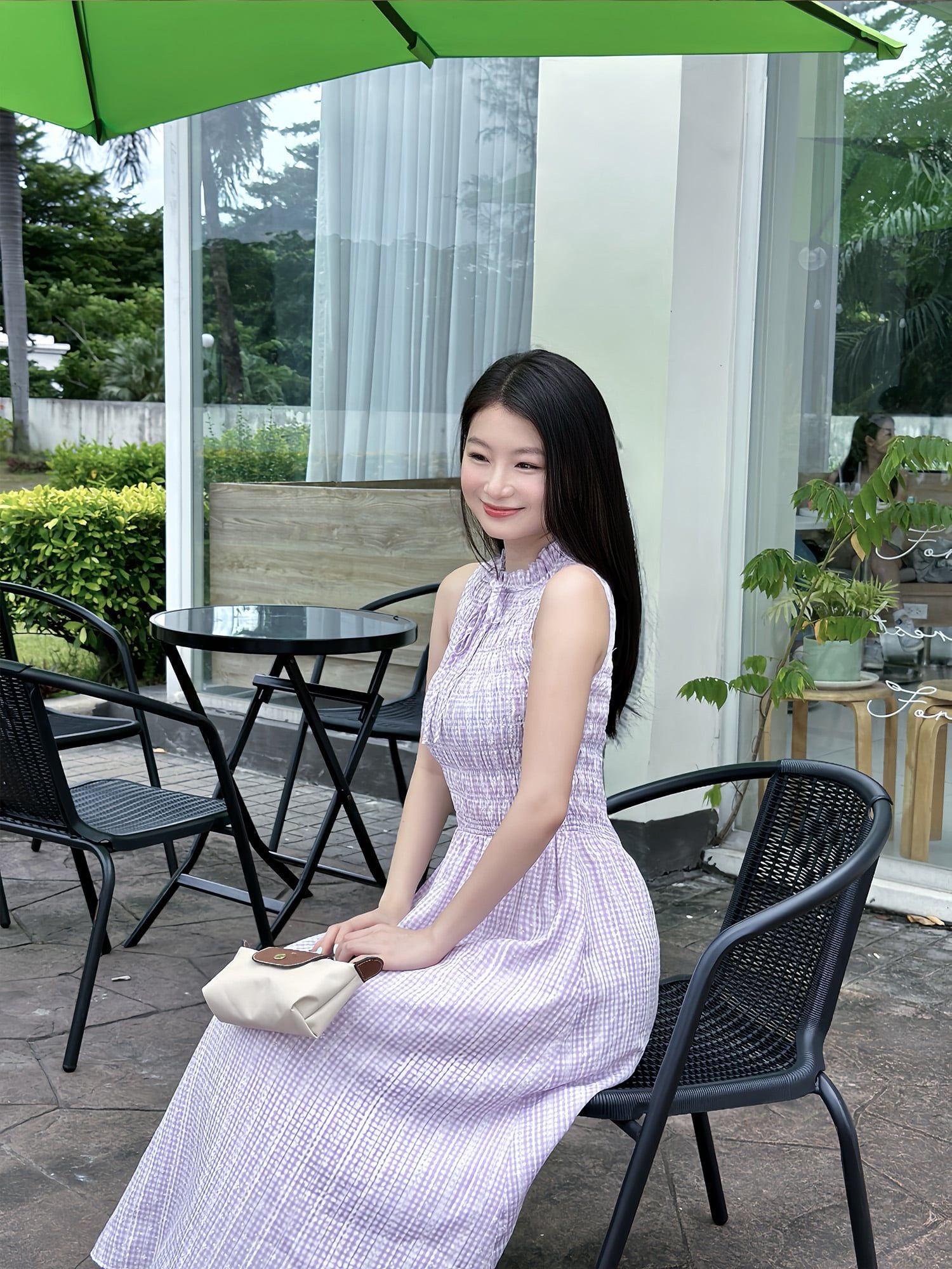  Đầm dài bèo cổ nhún viền smocking cách điệu 