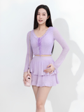  Áo khoác ren thun phối bèo đính nơ 