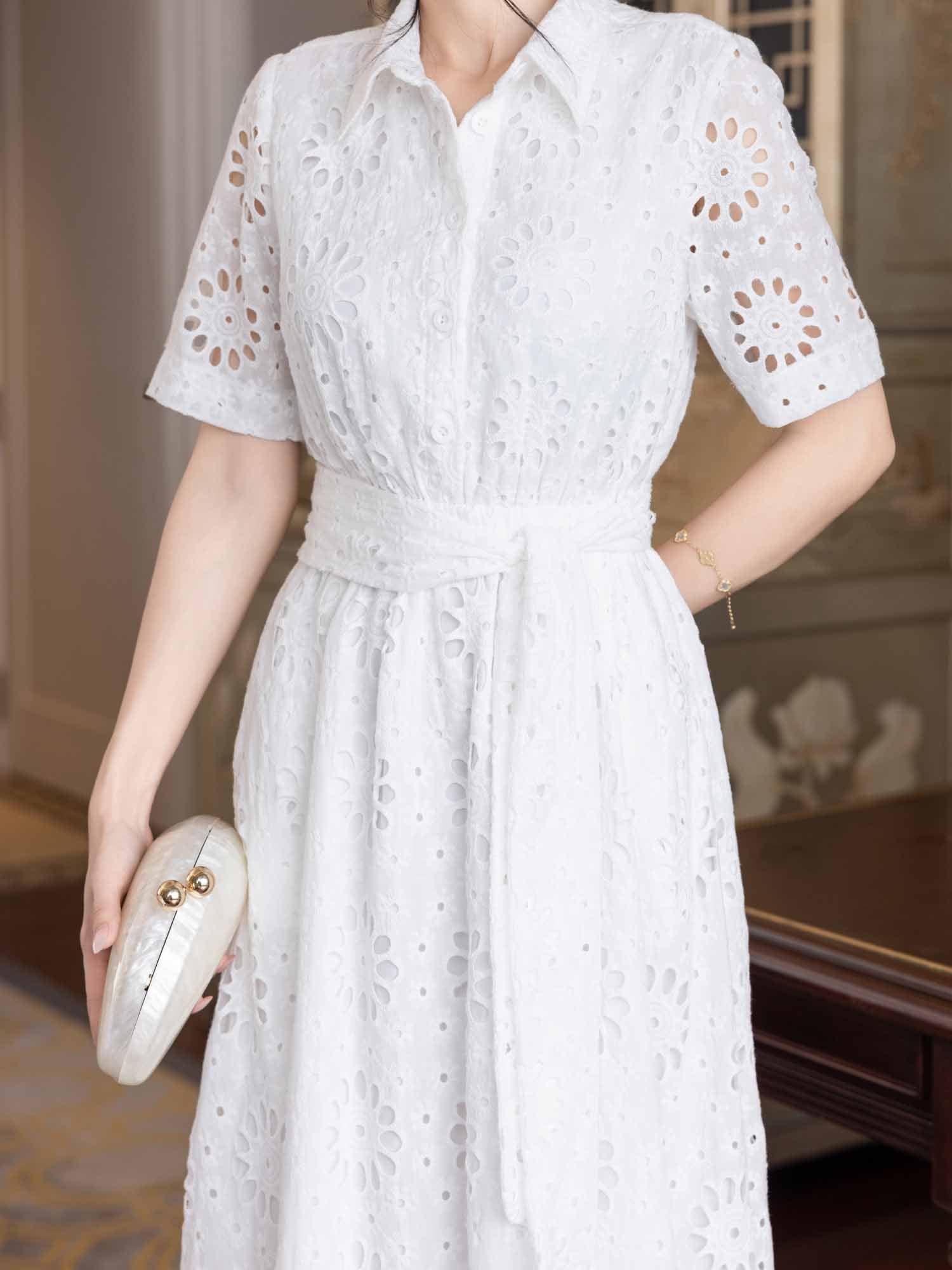 Đầm midi nhún lưng dây eo cách điệu