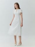  Đầm midi linen thắt nơ 